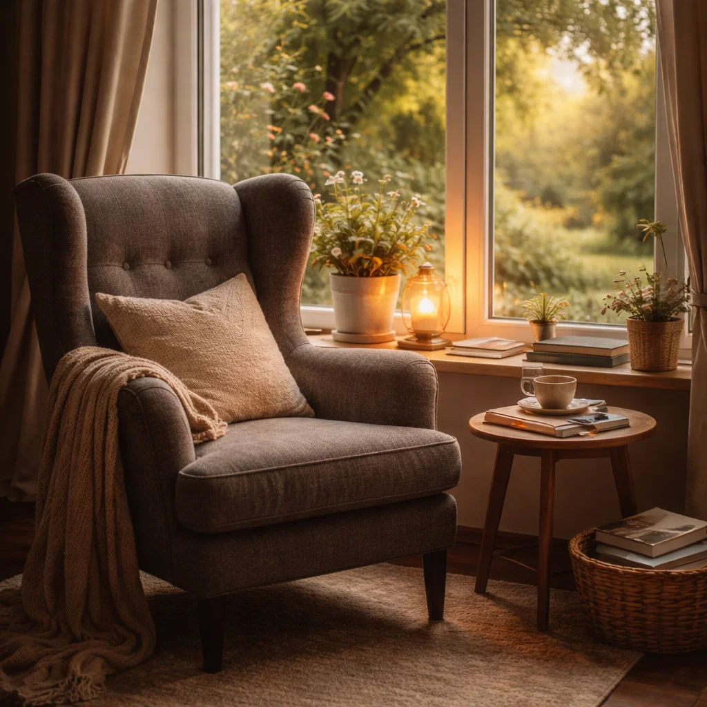 Fotel uszak przy oknie